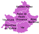 Carte de la région Provence-Alpes-Côte d'Azur
